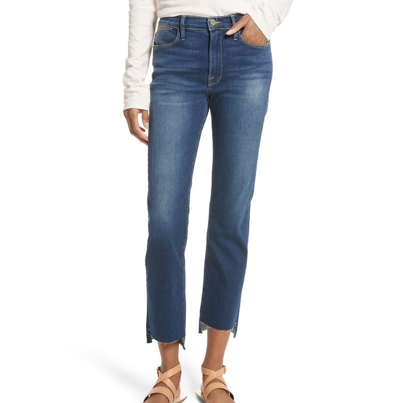 Frame Denim Straight Leg Step Hem High Rise Jeans - Picture 1 of 12